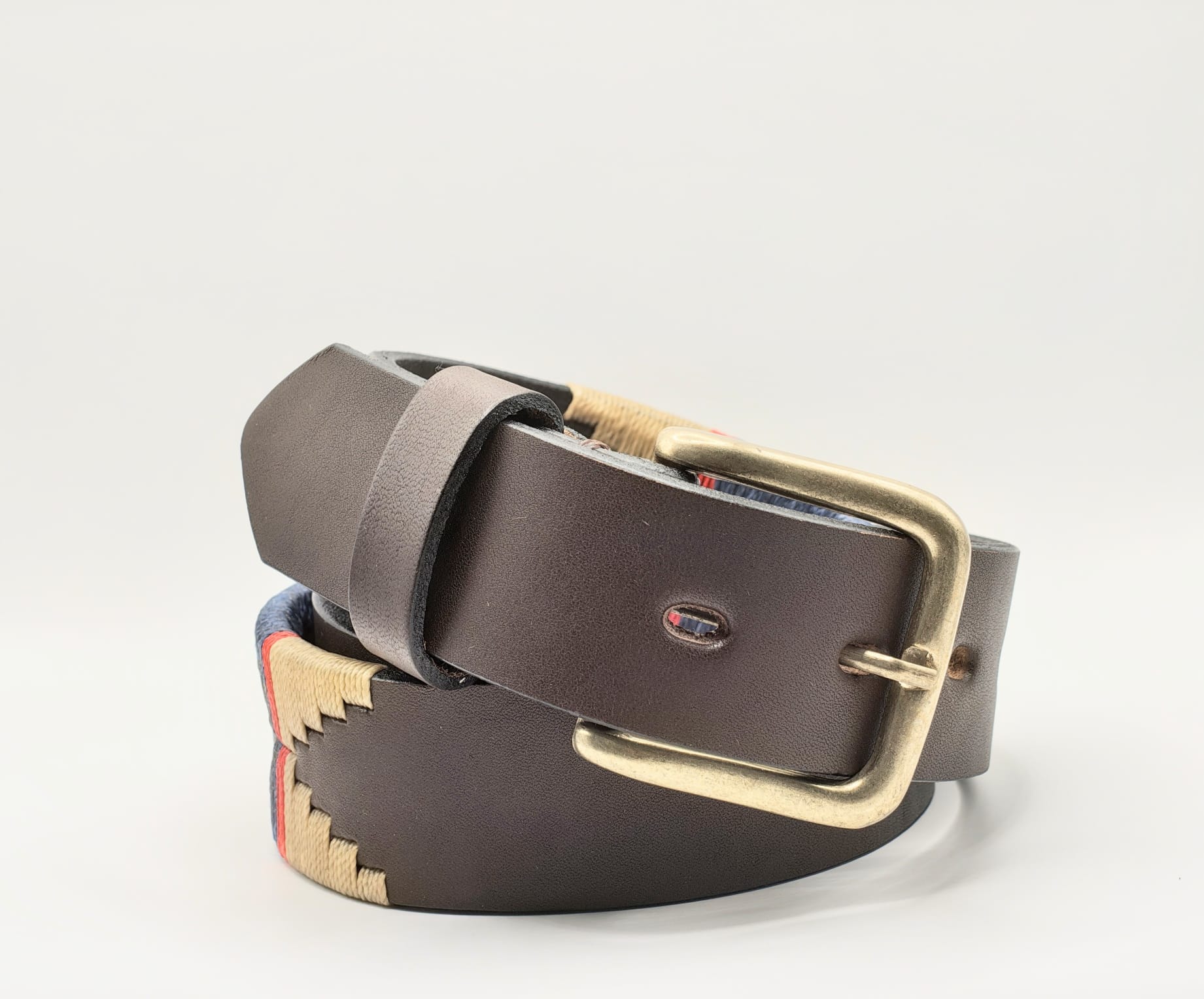Ceinture de Polo en cuir brodée Cafayate