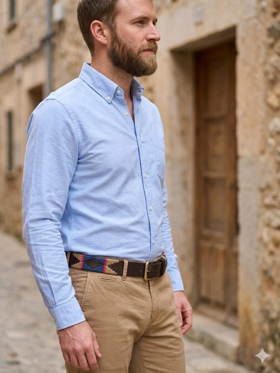 Ceinture de Polo en cuir brodée Cafayate