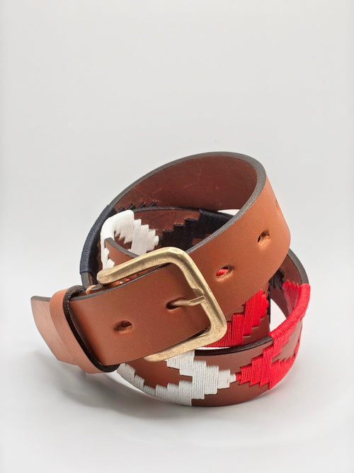 ceinture polo en cuir brodée argentine