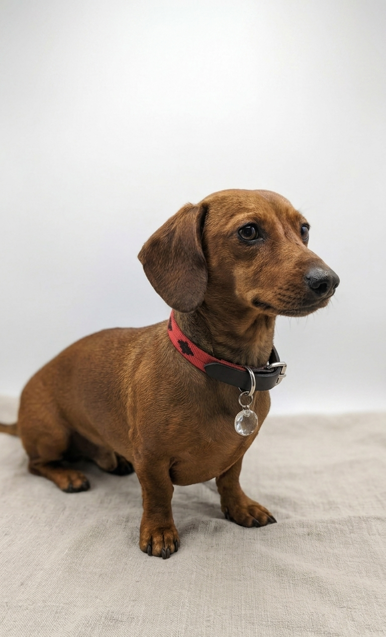 Collier en Cuir Brodé pour Chien Flor - Brun Espresso et Rouge