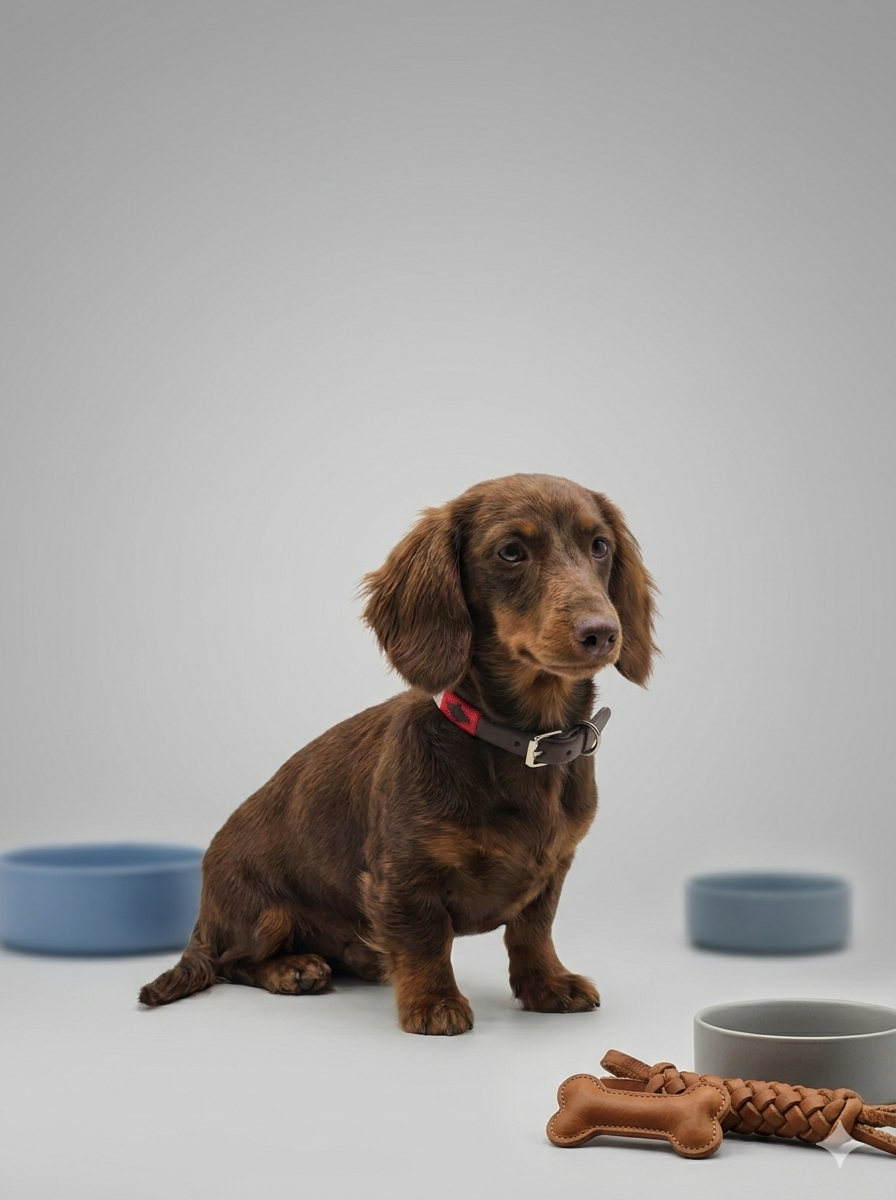 Collier en Cuir Brodé pour Chien Francisca - Brun Chocolat, Bleu, Blanc et Rouge