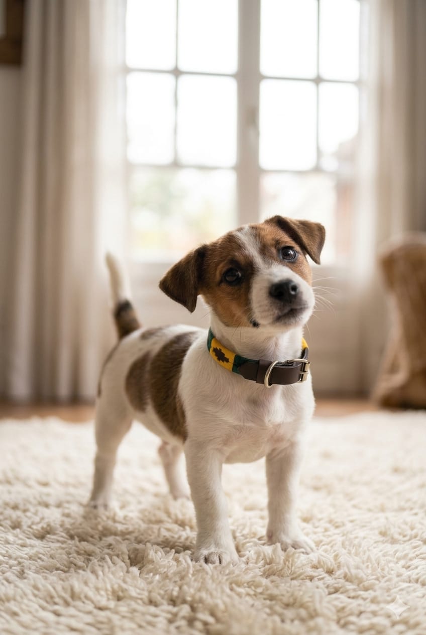 Collier en Cuir Brodé pour Chien Sole - Brun Chocolat, Jaune Or et Marine