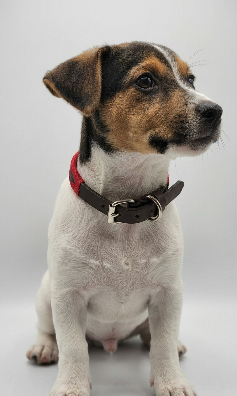 Collier en Cuir Brodé pour Chien Flor - Brun Espresso et Rouge