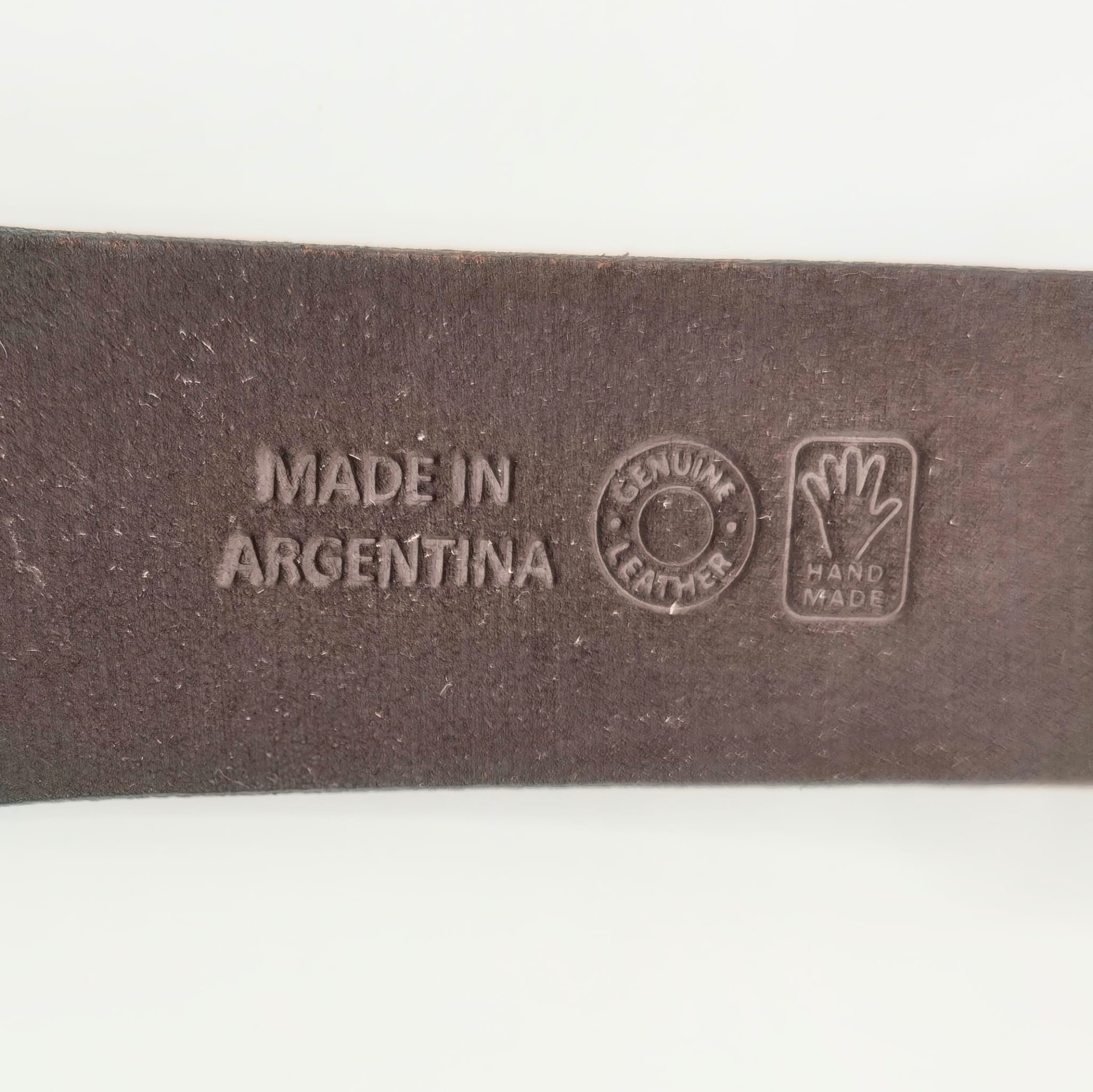 Ceinture de Polo en cuir brodée Unquillo - Cuir Havane et Bleu Denim